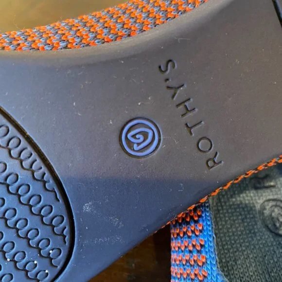 Rothy’s The Point Flat Shoes Orange Blue Striped Women's Size 5 - Picture 13 of 16